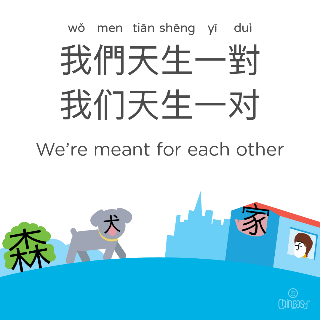 'We’re meant for each other' in Chinese