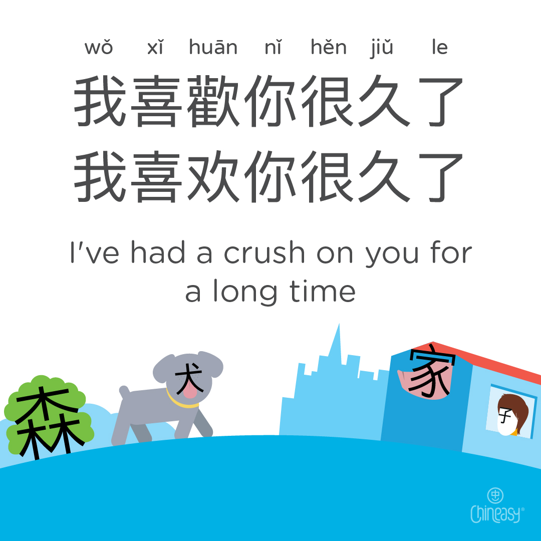 'I've had a crush on you for a long time' in Chinese